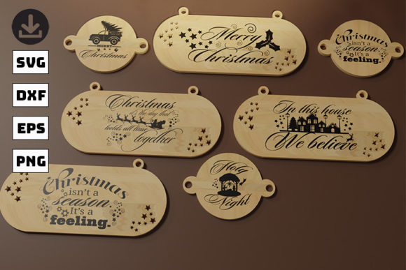 7 Christmas Door Signs, Porch Signs Illustrations