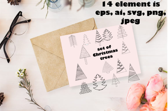 Bundle of Vector Christmas Trees for Local Business Branding