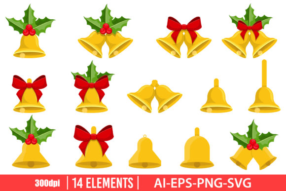 Christmas Bells Clipart Vector Design for Local Branding