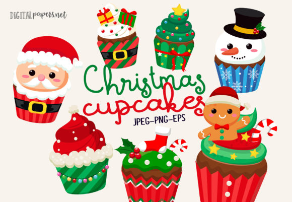 Christmas Cupcakes Illustration for Digital Product Creators