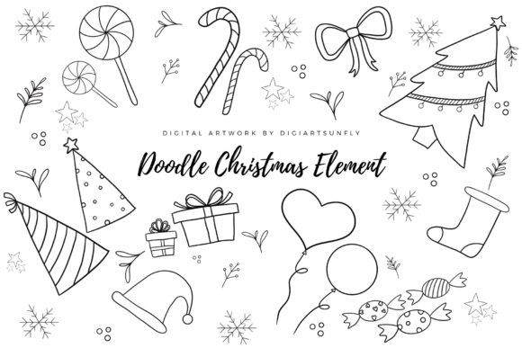 Christmas Element Hand Drawn Illustrations for Digital Sellers