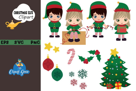 Christmas Elf Clipart Bundle for Illustrations