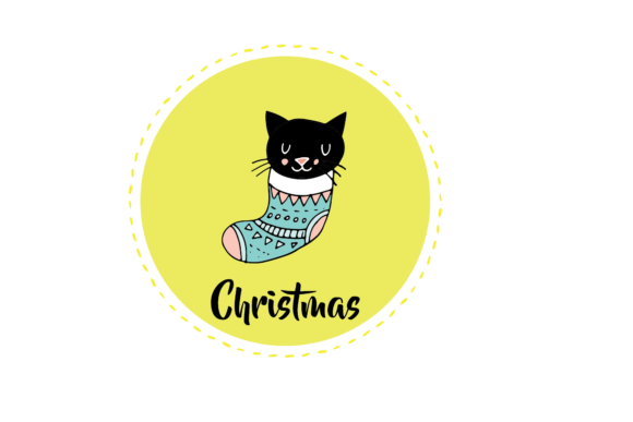 Christmas in July Stickers Stocking Cat Illustrations