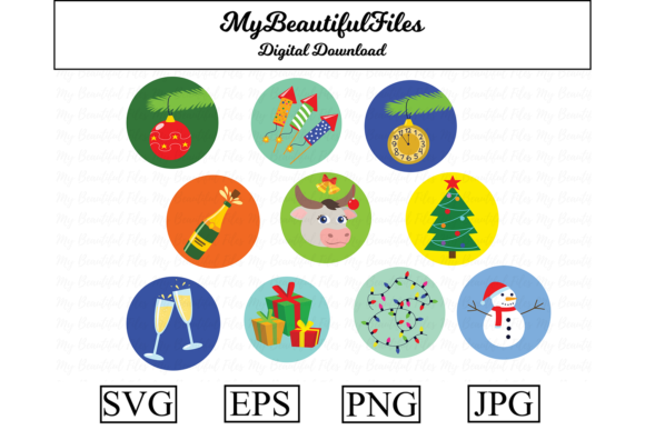 Christmas New Year Sticker Bundle for Illustrations