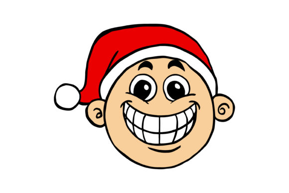 Christmas Smile Boy Cartoon Sticker for Branding and Packaging