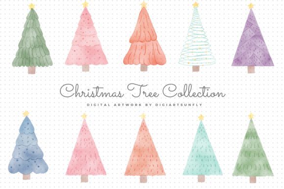 Christmas Tree Doodle Clipart for Handmade Creations