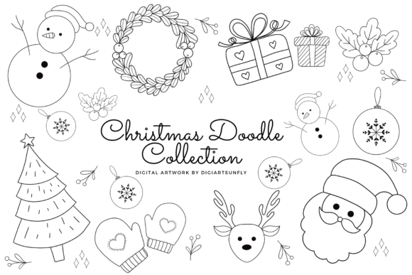 Doodle Christmas Clipart Collection for Handmade Creations