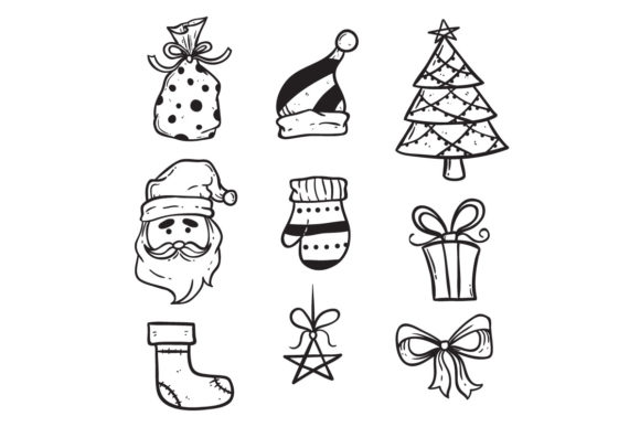Doodle Christmas Icons Collection for Handmade Creations