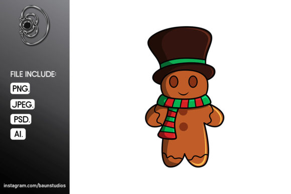 Gingerbread with Hat Christmas Cartoon