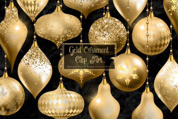 Gold Christmas Ornament Clipart for Festive Branding