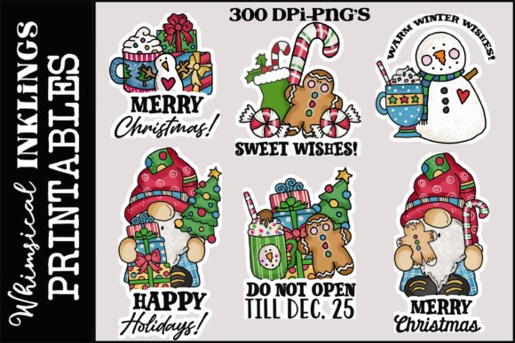 Merry Christmas Stickers Illustrations for Digital Sellers
