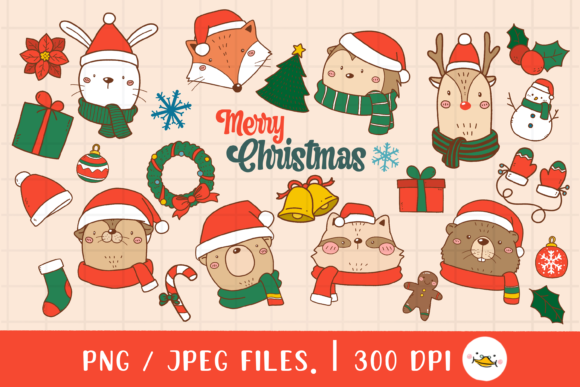 Merry Christmas Woodland Animal Clipart Review