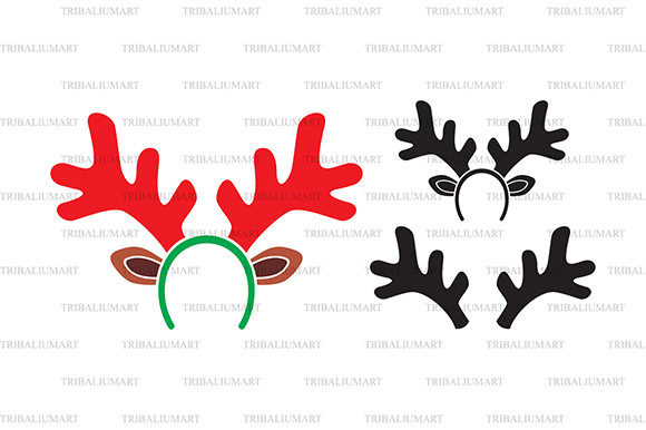 New Year Christmas Reindeer Antlers Illustration