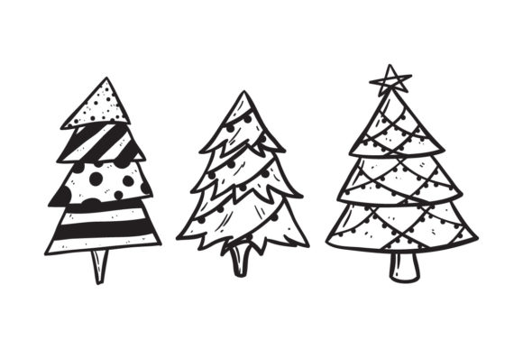 Set of Doodle Christmas Tree Illustrations for Local Branding